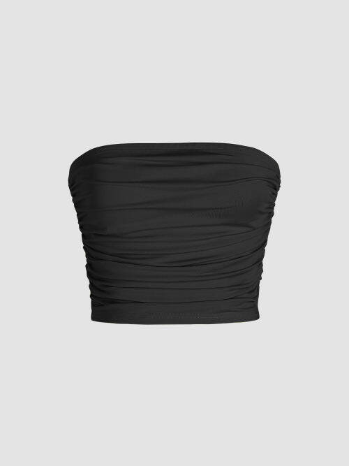 Cider Kpop Korean Strapless Kpop Ruched Crop Top Lazada PH