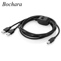 Bochara USB คู่2.0ประเภท A ถึง USB 2.0ประเภท B เครื่องพิมพ์สายเคเบิลพร้อมสวิตช์ Y Splitter สายข้อมูล Foil + Braided Shielded สำหรับเครื่องพิมพ์