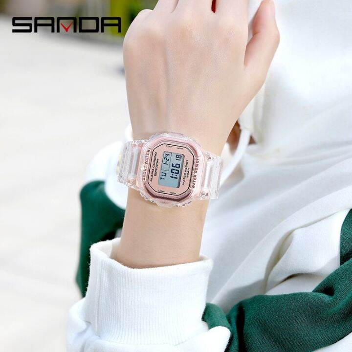 sanda-2023-women-watch-digital-watch-stylish-simple-transparent-strap-personality-design-electronic-watch-girl-gift-multicolor