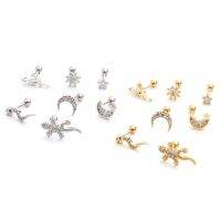 【DT】hot！ New Gold/ Color Ear Cartilage Helix Screw Back Earring Stud Cz Rook Piercing Jewelry