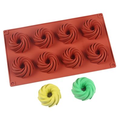 8 Cavity Silicone Cake Mold Mini Spiral Shaped Cake Chocolate Bakeware 3D DIY Baking Dessert Mousse Decorating Moulds