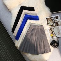 【CC】∋  Knitted Pleated Skirts Womens Elastic Waist Umbrella Short