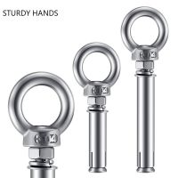 10Pcs Stainless Steel Universal Ring Expansion Screw Sleeve Anchor Concrete Expansion Eye Bolt Installation Artifact Long Hook