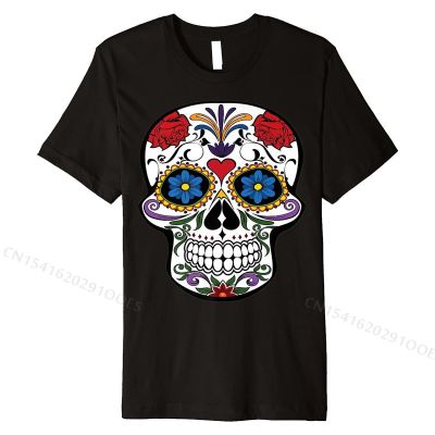 Skull and Roses Halloween Premium T-Shirt Cotton Slim Fit Tops &amp; Tees Faddish Youth T Shirts Summer