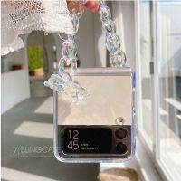 สร้อยข้อมือหมีเคสโทรศัพท์สำหรับ Samsung Galaxy Z Flip 3 4 Galaxy FOLD 3 Hand Chain Clear Z Flip Cover