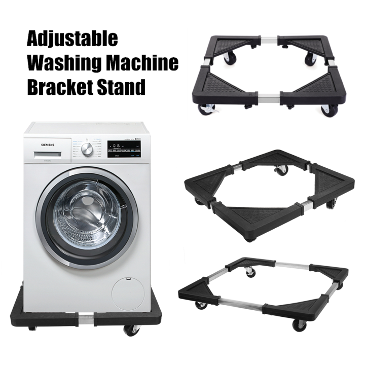 Adjustable Bracket Base Stand Washing Machine Fridge Stand for Mini Fridge - 56x56cm, Black