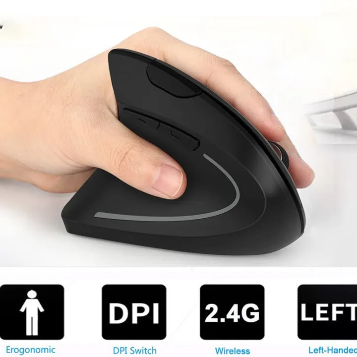 Left Hand Wireless Mouse Ergonomic Vertical Computer Gaming Mice