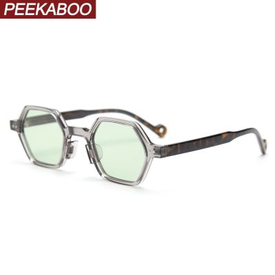 Peekaboo แว่นตากันแดดสไตล์วินเทจ Uv400แว่นกันแดดโพลาไรซ์สำหรับผู้ชายทรงหกเหลี่ยมมี2023ทรงหกเหลี่ยมสีน้ำตาลสีเขียวสำหรับฤดูร้อน