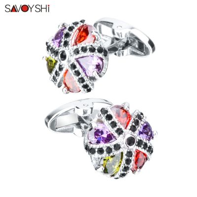 SAVOYSHI Luxury Zircon Cufflinks for Mens Shirt Cuff nails High Quality Colorful Crystals Cuff links Wedding Grooms Gift Jewelry