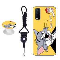 TOM &amp; Jerry สำหรับ VIVO Y20/Y20I/Y20S เคสโทรศัพท์ VIVO นุ่มเดียวกันรูปแบบขาตั้งโทรศัพท์และเชือก