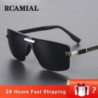 RCAMIAL Sunglasses Men Polarized Lens UV400 Square Metal Frame Fashion Driving Sun Glasses For Fishing Car Driver High Quality