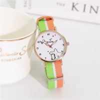 【Hot Sale】 Childrens watches for primary school girls 2021 new junior high students Canvas series waterproof cute dial all-match