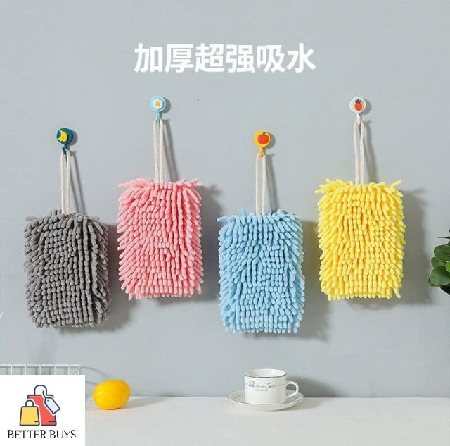 Kitchen Hand Towel Ball Bathroom Towel Hanging Loops Soft Cotton Microfiber