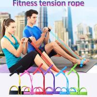 Four Tube Pedal Tensioner Resistance Bands Stretching Fitness Lose Tool Equipment Weight N5C8