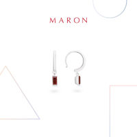 MARON✨ [ของแท้] ต่างหูเสริมดวง ต่างหูพลอยแท้ เงินแท้ แถมฟรี ผ้าเช็ดเครื่องประดับและกล่องใส่ มีใบรับประกัน พร้อมส่ง I My DAYS Dangle Earring with Red Garnet