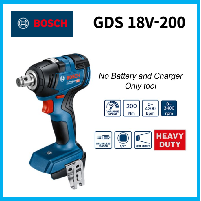 Bosch GDS 18V200 PROFESSIONAL CORDLESS IMPACT WRENCH Brushless motor (no charger, no battery