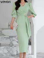 【HOT】❆☼ Half Sleeve V Neck 2023 Color Fashion Waist Sundress