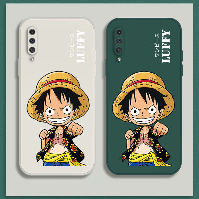 เคส Samsung A50 Case เคสซิลิโคนเหลวการ์ตูน Luffy การ์ตูน Luffys Flocking ฝาครอบโทรศัพท์ป้องกัน