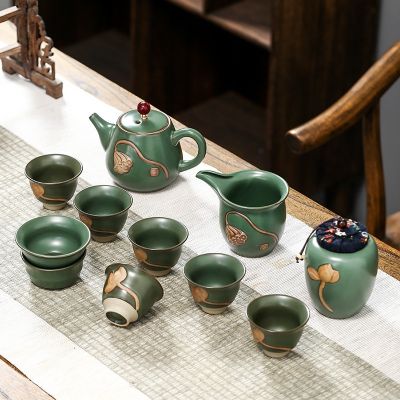 ชุดน้ำชาสโตนแวร์ ชุดกาน้ำชาเซรามิค ชุดน้ำชา ชุดถ้วยน้ำชา ชุดชากังฟู ชุดชงชากาแฟ ชุดน้ำชาพรีเมียม (11ชิ้น/ชุด)