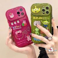 shuohaa173 เคสโทรศัพท์ซิลิโคน TPU แบบนิ่ม ลายการ์ตูนเอเลี่ยน Toy Story Strawberry Bear สําหรับ IPhone 11 XR 13 12 14 Pro MAX 7 8 14 Plus X XS MAX SE