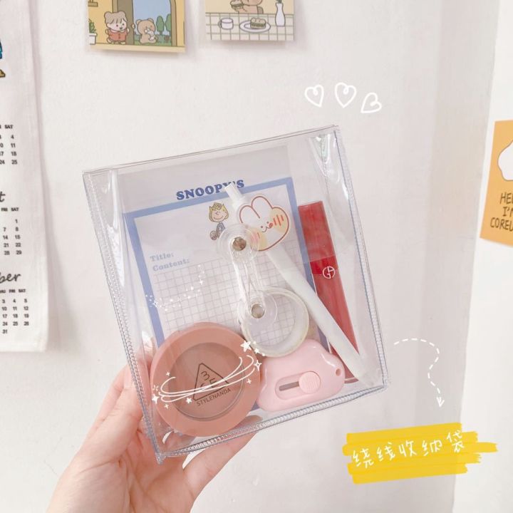 yoyo-storage-bag-transparent-protable-pvc-paper-file-homework-korea-japan-ready-to-ship