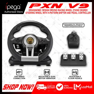  PXN 270/900 Degree PC Racing Wheel, V9 USB Race Game Driving PC  Steering Wheel with Clutch Pedals and Shifter for Windows PC/PS3/PS4/Switch/ Xbox One/Xbox Series X/S