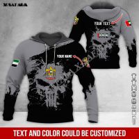 The United Arab Emirates Arabic Skull Flag 3D Print Zipper Hoodie Man Pullover Sweatshirt Hooded Jacket Jersey Tracks Coat（free custom name logo） Versatile Hoodie