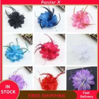 POPULAR X ของเด็ก Fascinator การแสดงเต้นรำ เข็มกลัด ข้อมือดอกไม้ กิ๊บติดผมขนนก กิ๊บติดผมเจ้าสาว อุปกรณ์ผมจัดงานแต่งงาน