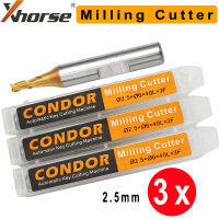 YOUBBA 3ชิ้นล็อต,2.5มม. หัวกัดสำหรับ Xhorse CONDOR XC MINI Plus XP-005 Dolphin XP-007เครื่องตัดกุญแจ