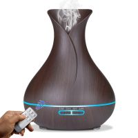 Aromatpy Diffuser Ultrsonic Cool Mist Wood Grain Essential Oil Diffuser Air Purifier Vase Aroma Humidifier Remote Control