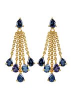 vetiver pearl London topaz chandelier earring ต่างหูพลอยลอนดอน ต่างหูเงินแท้ ต่างหูพลอยแท้ ชุบทอง18k พลอยแท้ เงินแท้ สีน้ำเงินฟ้า ของแท้ จัดส่งไว