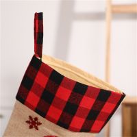 Christmas Stocking Grid Decor Candy Gift Bags Christmas Tree Pendant Decorations