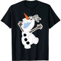 เสื้อยืดผ้าฝ้ายพรีเมี่ยม เสื้อยืด พิมพ์ลายดิสนีย์ Frozen Olaf Dancing Portrait