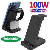 ZZOOI 100W 3 in 1 Wireless Charger Stand For iPhone 14 13 12 11 X 8 Apple Watch Airpods iWatch Foldable  Fast Charging Dock Station