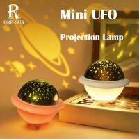 3 Colors LED Nightlight Cartoon UFO Projection Light Rechargeable 3 Patterns Ambience Lamp Home Decor Holiday Gift for Friends Night Lights