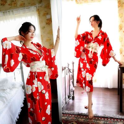 【สินค้าใหม่】กิโมโน Perempuan Sakura Jubah Mandi Yukata Gaya Jepang Haori Motif Bunga Wanita Kostum Cosplay Seragam Jepang N Pendek Pesta
