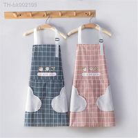 ✓▧﹍ Wipeable Cute Kitchen Household Cooking Baking Apron Waterproof Oil-Proof Adult Waist Fashion Coffee Nail Shop Wipe Hand Apron