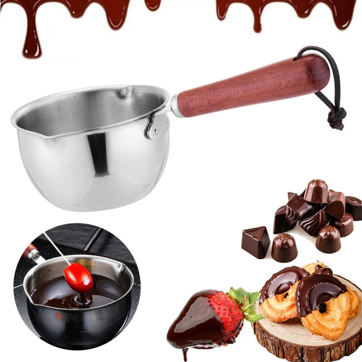 หม้อละลายช็อกโกแลตเหล็กสแตนเลสสำหรับ150มล-300มล-เนยชีสหลอมลูกกวาดอุปกรณ์ทำอาหารในครัว