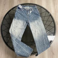 【NEW COMING】23 Summer New Blue Casual Hot Diamond Straight Leg Jeans Asymmetric Slim Fit Elastic Pants