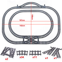 City Trains Switch Flexible Tracks Straight Curved Rails Crossing High-Speed Railway Viaduct Building Block Bricks Toys