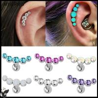 MYIERWU 1Pcs แฟชั่น สแตนเลสบาร์ คริสตัล เจมส์ โอปอล กระดูกอ่อน Helix Tragus เครื่องประดับร่างกาย เจาะหู ต่างหูสตั๊ด