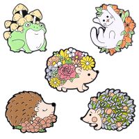 Cartoon Cute Hedgehog Brooch Cat Frog Baking Varnish Brooch Clothing Accessories Backpack Brooch Badge Alloy Enamel Lapel Pins