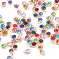 hotx【DT】 30Pcs 4x6mm 12 Color Small Metal Rhinestone Charms Jewelry Making Necklace Accessories Findings