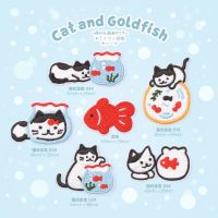 ✁✳☍ Cute Cat Play Fish Embroidery Patch Stickers Clothes Diy Bag Decoration Stickers Hand Account Versatile Fashion Patch Stickers Self-Adhesive