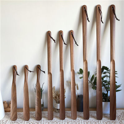 Home Tools Flexible Shoe Lifter Spoon Long Handle Useful Black Walnut Wooden Beech Shoe Horn