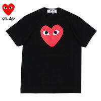 100% ของแท้ Original COMME Des Garcons เสื้อยืดคุณภาพสูงผู้ชายผู้หญิงฝ้ายแขนสั้นสัญลักษณ์รูปหัวใจเสื้อยืดลายปัก