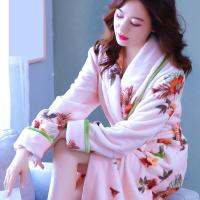 Flannel Nightgown Female Thicken Lengthened Coral Velvet Mother Bathrobe Autumn Winter Sleepwear Sexy Nightwear Peignoir Femme