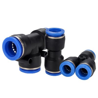 PU PE PY pneumatic connector plastic quick connector water pipe trachea hose 4 6 8 10 12 14 16mm in-line tee connector Pipe Fittings Accessories