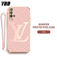 YBD LV เคสโทรศัพท์เจลซิลิกา พร้อมสายคล้องสำหรับ Huawei Nova 3i Nova 5T Nova 3 3E 4 4E Nova 5 Nova 5i Pro เคสบางพิเศษพร้อมป้องกันเลนส์