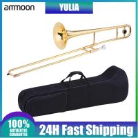 Ammoon เครื่องดนตรีอัลโต้ ทรอมโบน ทองเหลือง เคลือบสีทอง Bb B flat Wind Instrument with Cupronickel Mouthpi